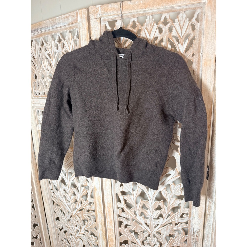 William Rast Women Brown 100% Extra Fine Merino Wool Hooded Sweater Size L